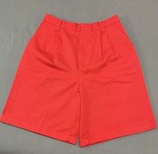 Vintage CHIC Shorts Women 11 Red High-Waisted Pleated Cuffed Pockets Mom USA