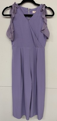 Girls Lavender Purple Jumpsuit Size 12 Wide Leg Fully Lined Zip Back Pastel EUC