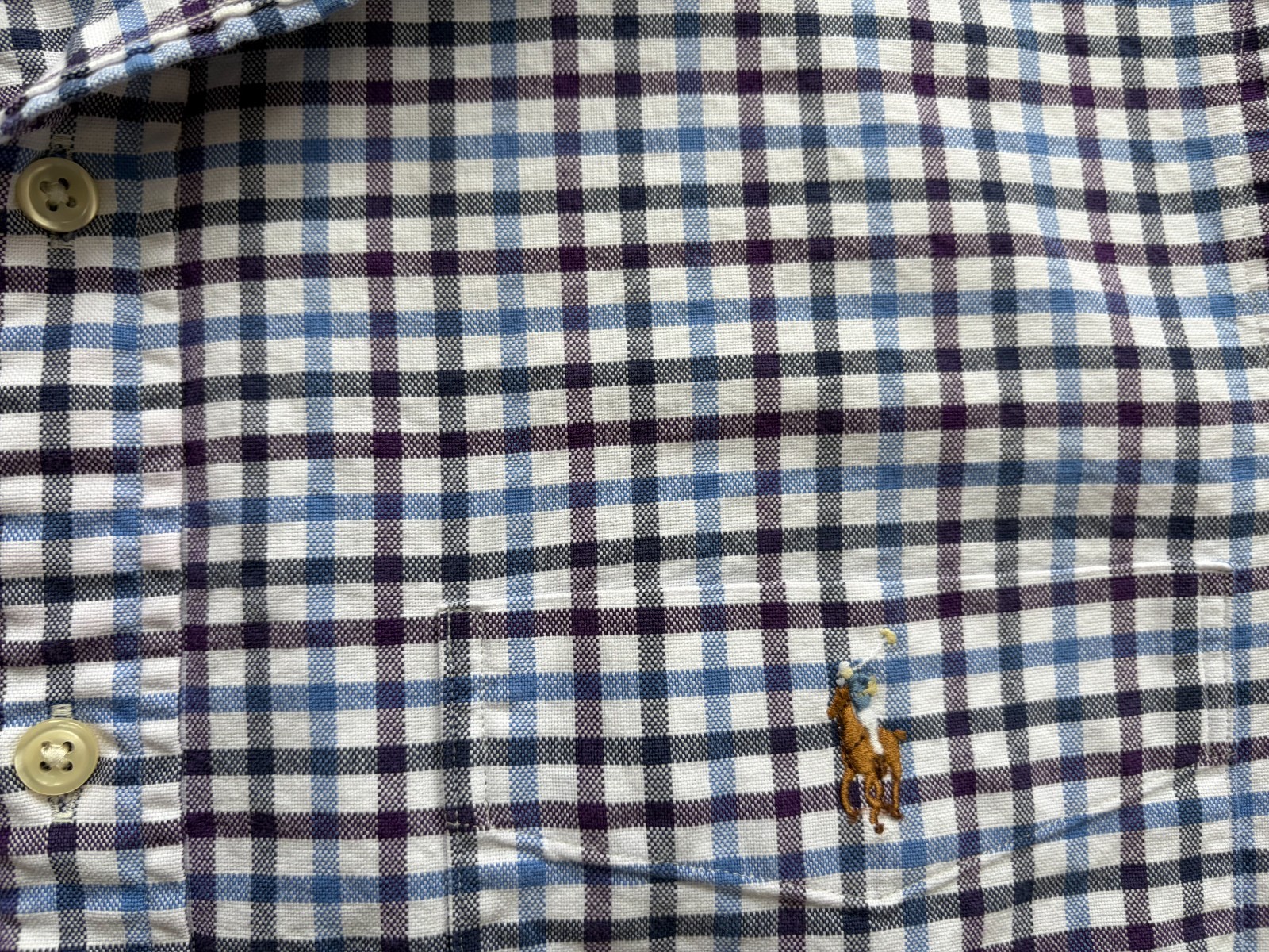 POLO RALPH LAUREN SPORT SHIRT BLUE MULTI MENS MEDIUM EXCELLENT CONDITION thumbnail 4