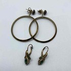 POM Sterling Silver 925 Gold Vermeil Jewelry Lot 2 Pairs Hoop Dangle Earrings — photo 1