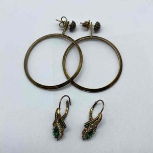 POM Sterling Silver 925 Gold Vermeil Jewelry Lot 2 Pairs Hoop Dangle Earrings