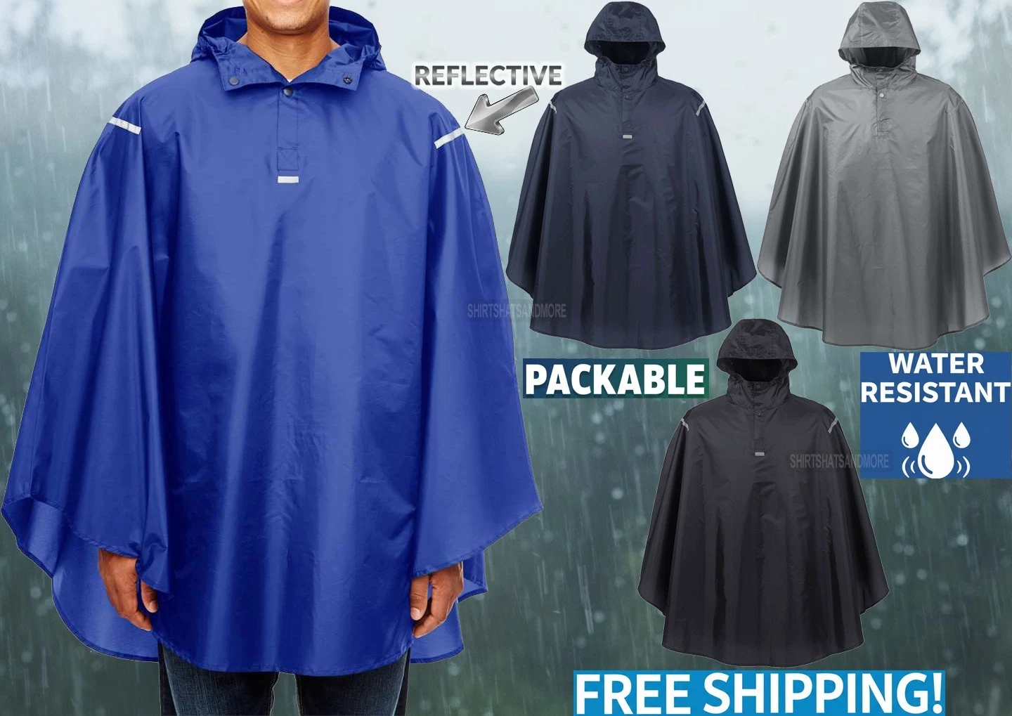 Men & Women Packable Rain Poncho Water Resistant Hooded Stadium Cape Reflective
Opens in a new windo
