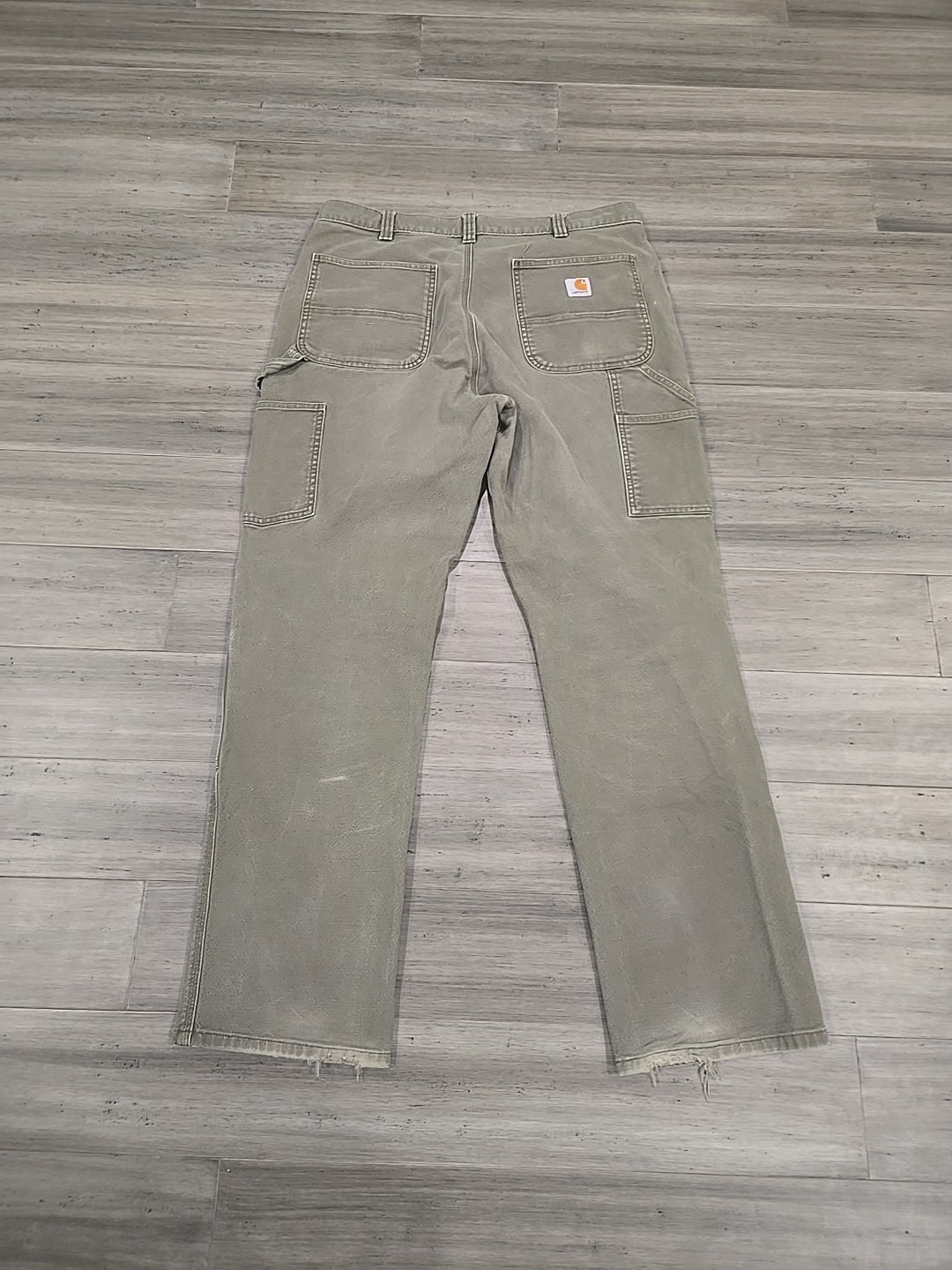 Carhartt Double Knee Pants Mens 36x34-Tag Olive Green Canvas Relaxed Fit Utility thumbnail 9
