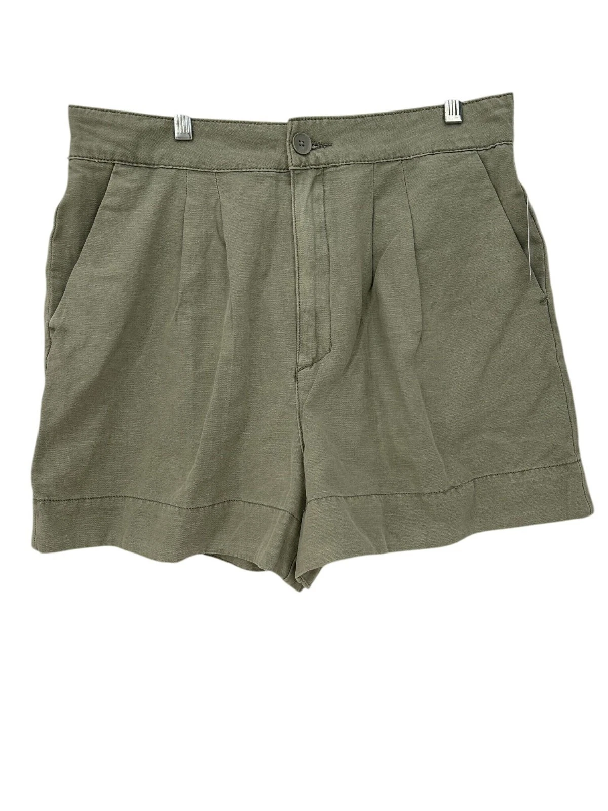 Joie Womens Shorts Green Size Medium Pleated Short High Rise Cotton Linen Blend