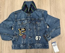 Polo Ralph Lauren Boys Denim Jacket Blue Size 6 Varsity 67 Embroidered