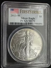 2013-W PCGS MS/SP70 Burnished American Silver Eagle “First Strike” Flag Label