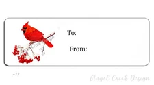 Cardinal Self Stick to from Gift Tags Envelope Seals Christmas TO FROM Stickers