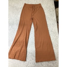 Billabong Essentials Women Ribbed Wide Leg Pants Orange Terracotta Medium M NWOT