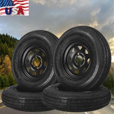4 Pcs Trailer Tires On Rim 4.80-12 480-12 4.80x12 12 Rims Pcd 4 Lug On 4 W