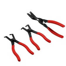Car Trim Clip Removal Pliers Set Door Panel Fastener Tool Red Handle 3pcs