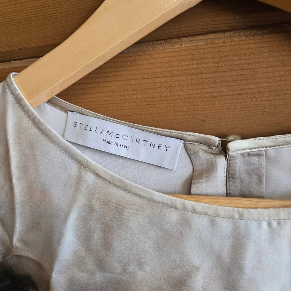 Vestido recto floral de seda beige Stella McCartney IT 40 US 8 flor botánica Foto 4 de 4