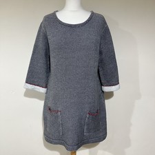 Toast Dress Size 12 Grey Scoop Neck Long Sleeve Knit Front Pockets 100% Cotton