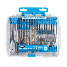 HART 75-Piece Assorted Metal/Wood Drill Bit and Drive Bit Set, Customizable M...