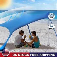 Beach Tent Sun Shelter Portable Sun Shade Canopy Awning with Sandbag 6.8ftx6.5ft