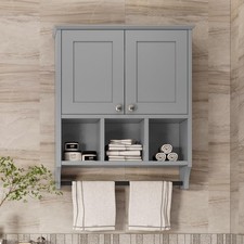 Medicine Cabinets Bathroom Cabinet Wall Mounted 2-Door with 3 Open Shelves