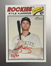 KYLE KARROS 2026 Topps Heritage REAL ONE Red Ink Auto #/77 ROA-KK Rockies RC