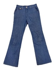 Vintage 70s Rappers Bell Bottoms Denim Size 29 Dark Wash High Rise Flare Yoke