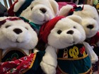 Vintage Family of 4 1995 K-Mart White Woodworking Plush Xmas Bears — photo 1