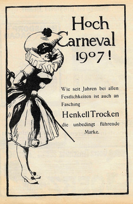 1/1 PAGE Advertising/Advertising 1907-CARNIVAL/HENKELL DRY CHAMPAGNE-MAINZ- 175x260mm