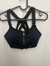 Shefit Ultimate Sports Bra Navy Blue Front Close Adjustable High Impact Size M