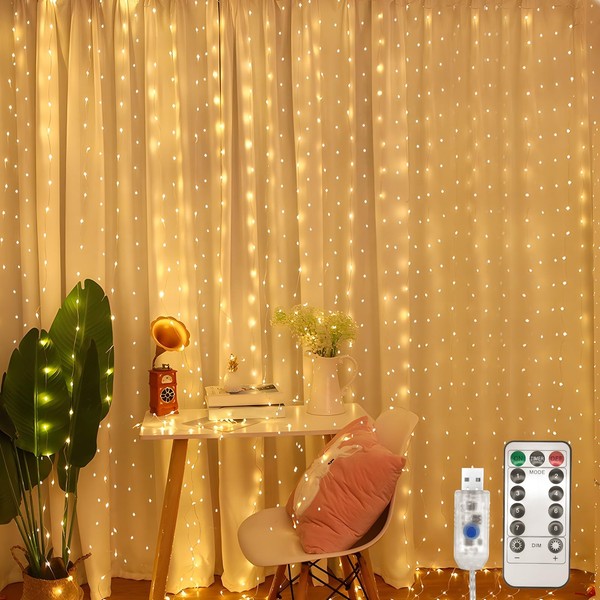Lichtervorhang LED 360 Lichterkette Vorhang 8 Modi Timer Weihnachten 3,6X3M-image