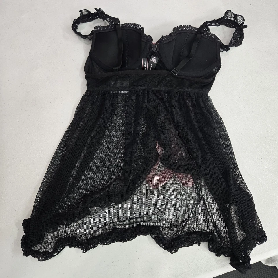 Victoria's Secret Women Bra 34B Black Polka Dot Sexy Little Things Negligee - Image 2 of 4