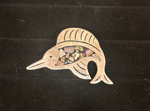 BEAUTIFUL STERLING SILVER TAXCO BROOCH FEATURING MARLIN W/ INLAID ABALONE 
