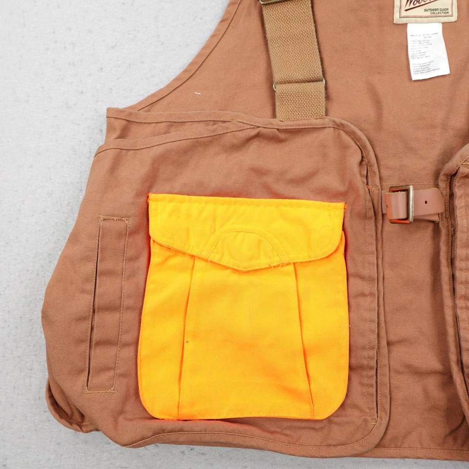 Woolrich Vest Mens XL Brown Hi Vis Bird Hunting Canvas Outdoor Guide Game Bag - Image 3 of 4