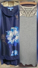 Two Women's Tops Simply Vera Vera Wang Navy Med & Exhilaration Grey Large 