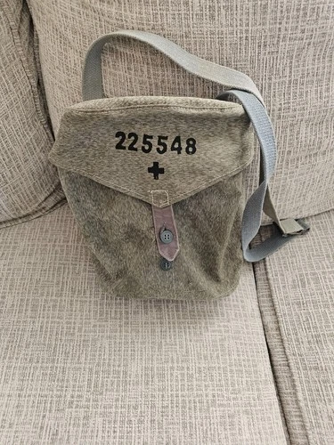 WW2 Army Medic Bag Canvas Military Crossbody Green Micro Camo 2 Button 9"x9"x5"