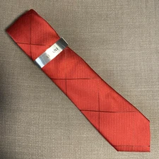 Alfani Men's Slim Neck Tie Amber Grid Red MSRP $55