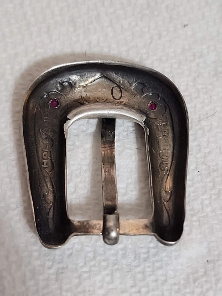 HOLLANDS SAN ANGELO #850 Sterling Silver & Rubies Ranger Belt Buckle W/ Keepers - Image 4 of 4