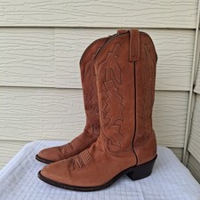 Vintage Dan Post Classic Marlboro Boots Tan Cowhide Leather Western Cowboy Sz 11