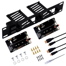 10 Inch 1U Rack Mount for Raspberry Pi 5, with 2PCS PCIe to M.2 NVMe SSD Adap...