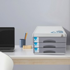 File Box Storage Filing Desk Organizer Locking File Cabinet 3 Drawers for Office