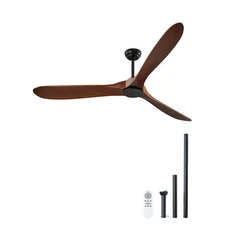 Uimoso 72" Wood Blade Ceiling Fan No Light Remote Control Reversible DC Motor