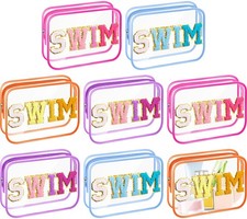8 Pcs Clear Swim Makeup Bags Bulk Summer Beach Sunscreen Pouch Waterproof Toi...