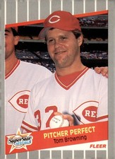 1989 Fleer #629 Pitcher Perfect (Tom Browning) Cincinnati Reds BASEBALL