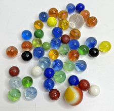 Vintage Marbles Glass Solid Cats Eye Shooter Mixed Lot of 48 Multicolor