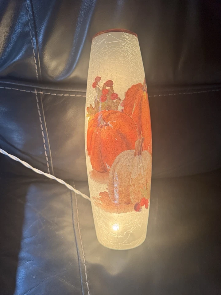 Jarrón esmerilado iluminado grande de calabaza Stony Creek de 12 pulgadas. Decoración de otoño de Acción de Gracias Foto 3 de 4