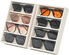 Byken 2 Pcs Sunglasses Organizer,4 Grid Eyeglass Jewelry Storage Tray for Dra...