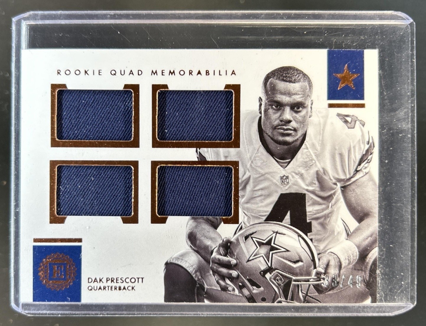 Dak Prescott Panini Encased Rookie Quad Memorabilia #4 Base