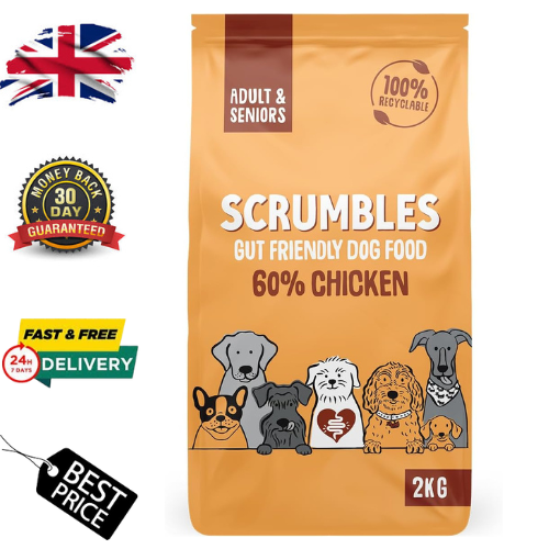 Scrumbles Dry Dog Food Fresh Chicken 2kg – Natural Hypoallergenic Chicken Dog Fd