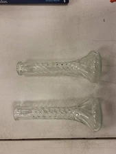 Set 2 Clear Glass Bud Vases Swirl Design Table Decor Floral Arrangement
