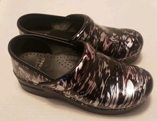 Dansko Metallic Patent Clogs Black Silver Women's Size EU 36 /US 5-6