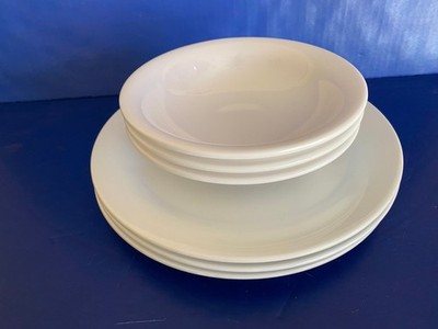 Vintage Carlisle Melmac Dishes White 3 Dinner Plate 3 Soup Or Cereal Bowls