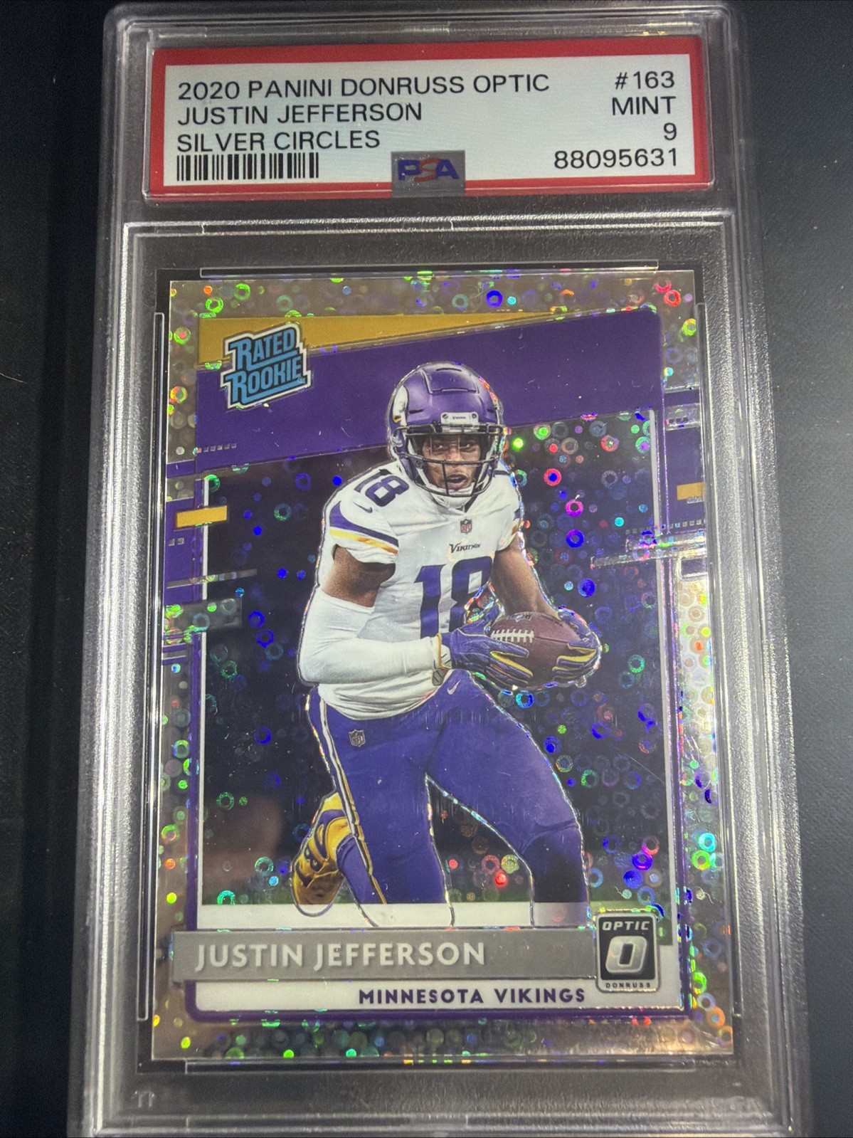 2020 Panini Donruss Optic Rated Rookie Justin Jefferson Silver Circles /125 Psa9