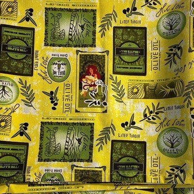 Tuscan Olive Tablecloth 6 Napkins Set Yellow Green Italian Country Fabric Linen