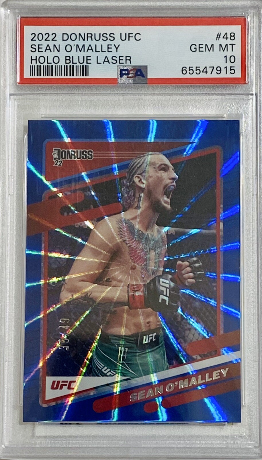 2022 Panini UFC Donruss Sean O’Malley #48 Holo Blue Laser #35/49 PSA 10 SP POP 1