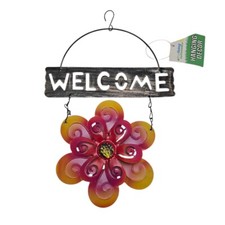 NWT Metal Welcome Hanging Sign Outdoor Indoor Rustic Garden Trend Home Decor